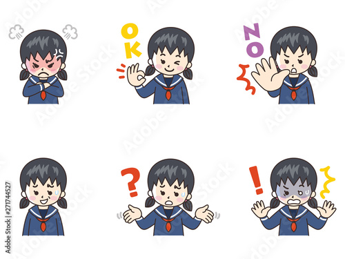 中高生の女の子セット04（セーラー服）