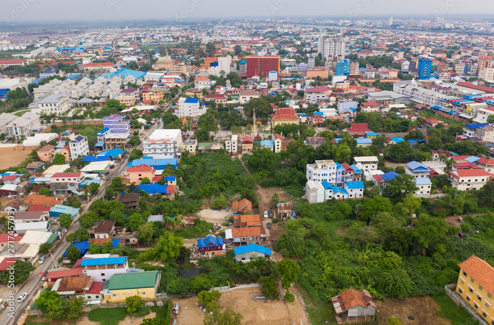 Landscape at Phnom Penh city at evening - Cambodia , Phnompenh is a captital of Kingdom of Cambodia 