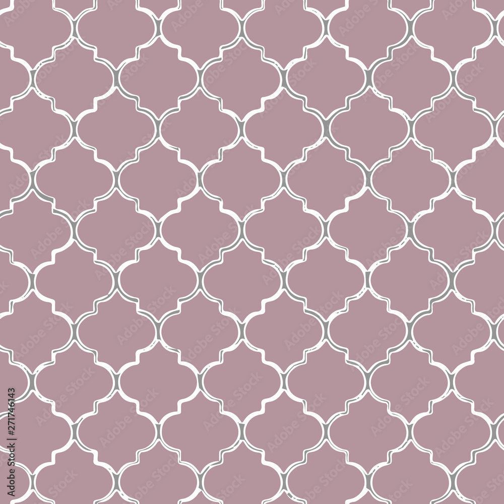 Fototapeta premium Vector seamless pattern of pink mozaic. Moroccan-inspired tiles