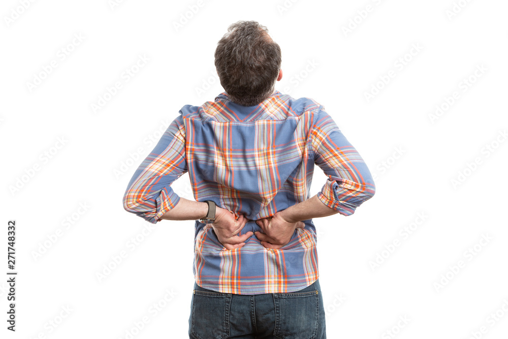Man stretching as backache concept Man stretching as backache concept