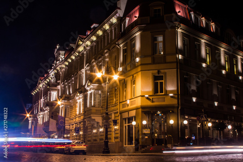 Street in the Old Town of Vilnius at night. Lithuania