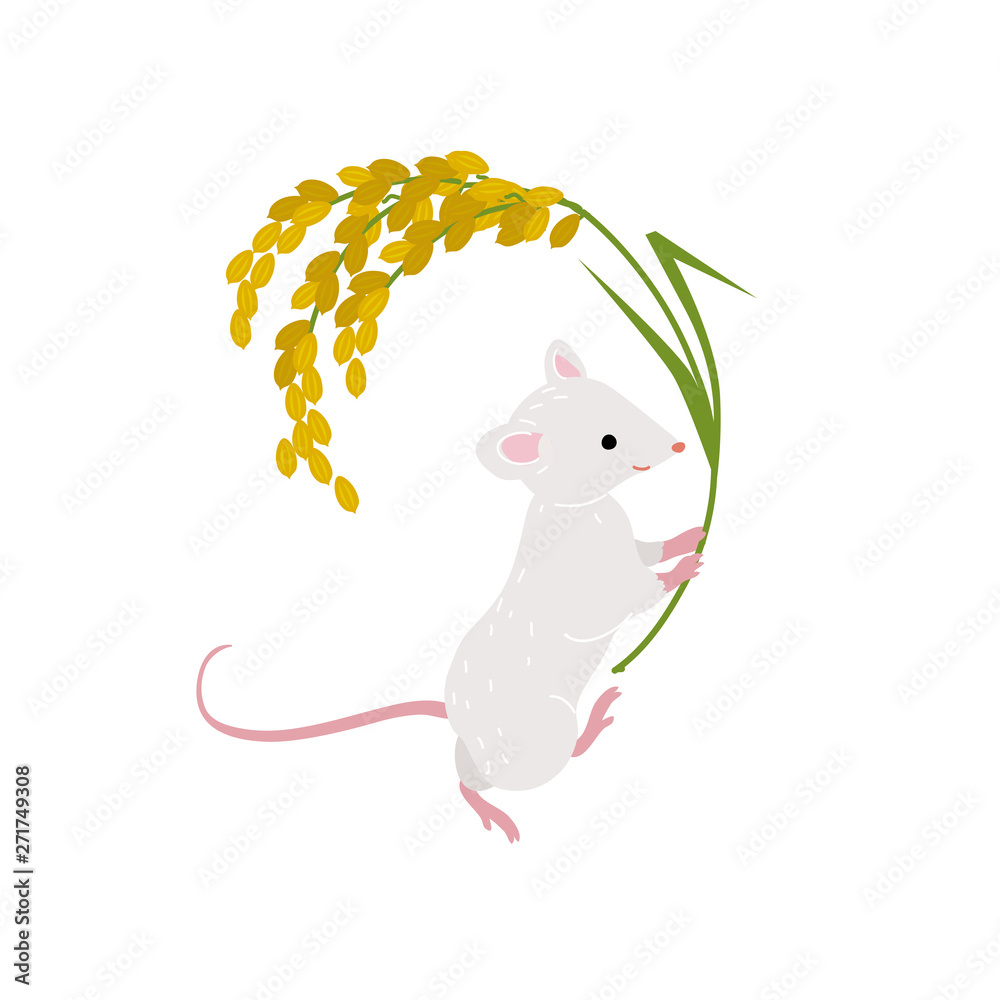 ネズミ イラスト 年 年賀状 素材 子年 令和二年 Stock Vector Adobe Stock