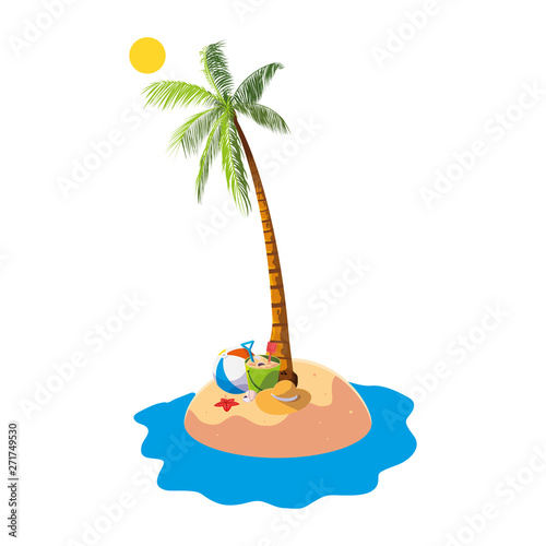 summer beach with palms and balloon toy scene