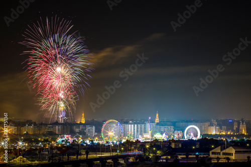 Fireworks Feria de Abril Seville Andalusia Spain in the nigth