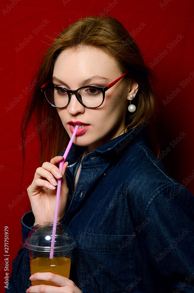 beautiful girl in jeans in the Studio beautiful girl in jeans in the Studio