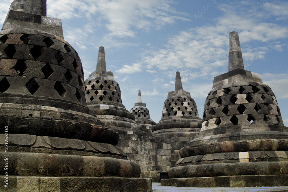 BOROBUDUR HISTORICAL PARK, NEAR JOGJAKARTA IN JAVA ISLAND-INDONESIA