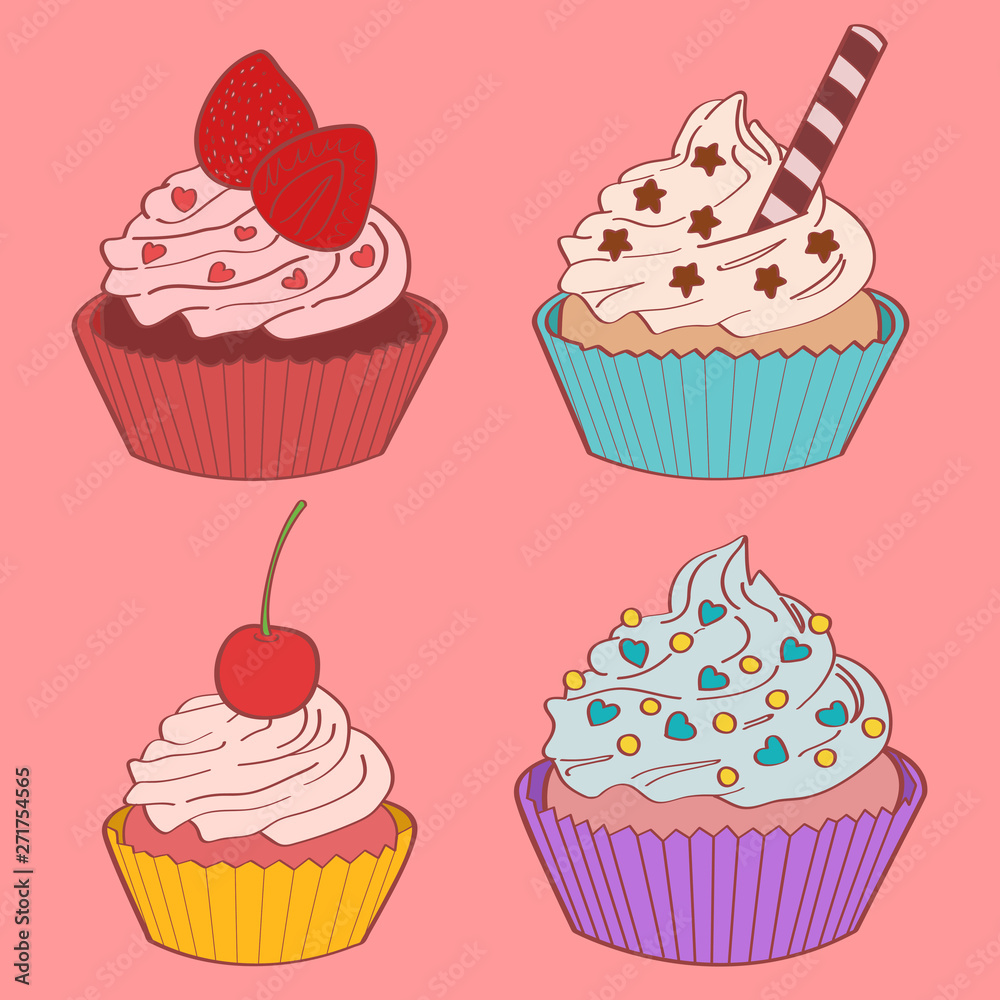 Cupcake color drawing set Cupcake color drawing set