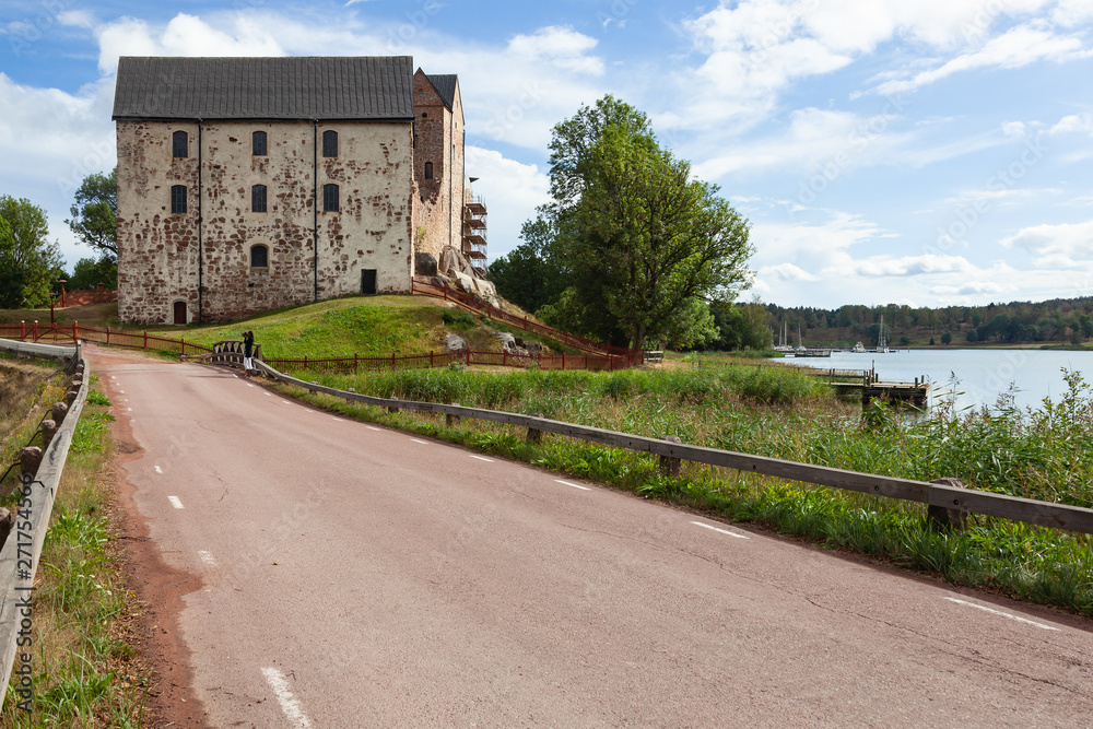 Road to the medieval Kastelholm Castle (built in 14th century),   Aland islands, Finland