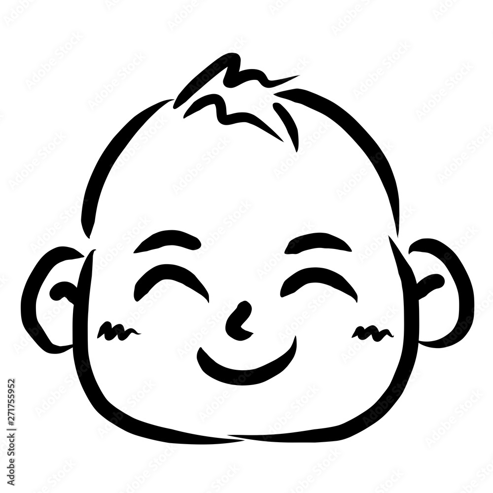 Fototapeta premium 顔アイコン 赤ちゃん 筆 表情 かわいい