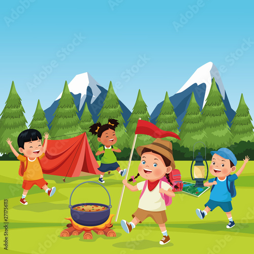 children in a camping zone