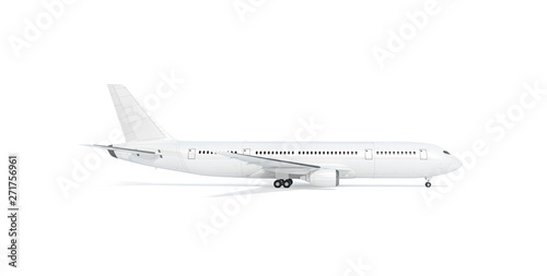 Blank white airplane mock up stand, profile, isolated