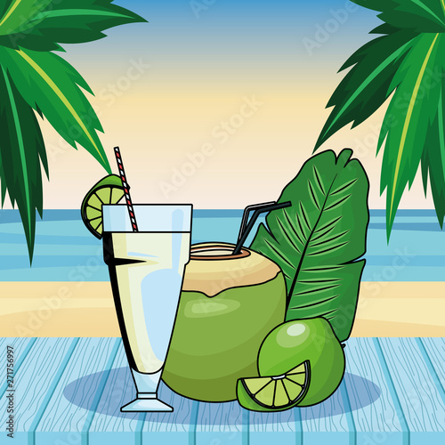 Coconut cocktail and lemonade juice
