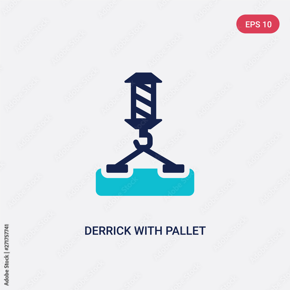two color derrick with pallet vector icon from construction concept. isolated blue derrick with pallet vector sign symbol can be use for web, mobile and logo. eps 10