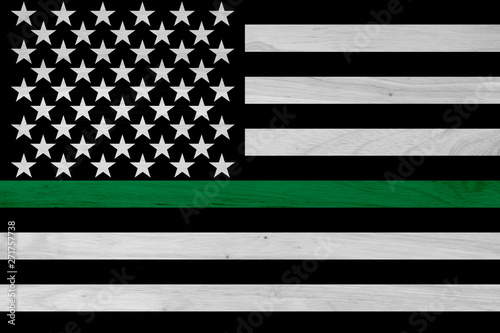 American thin green line flag photo