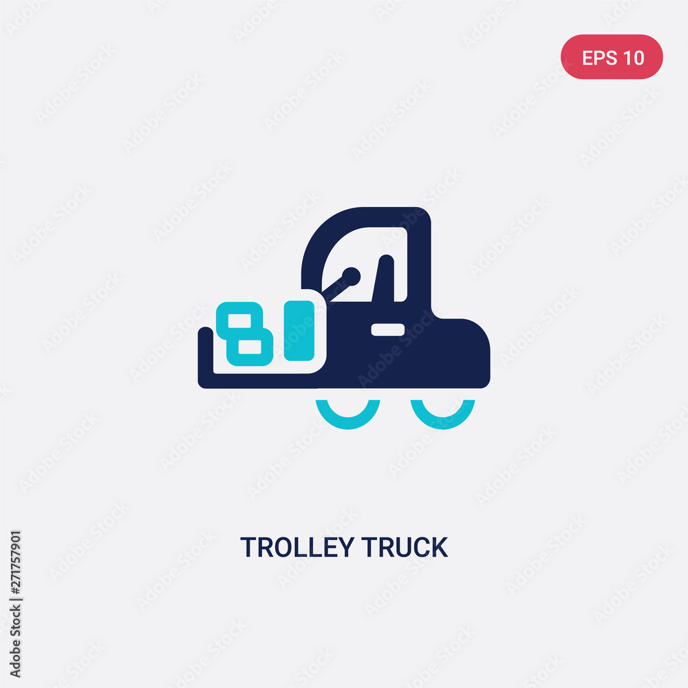 two color trolley truck vector icon from construction concept. isolated blue trolley truck vector sign symbol can be use for web, mobile and logo. eps 10