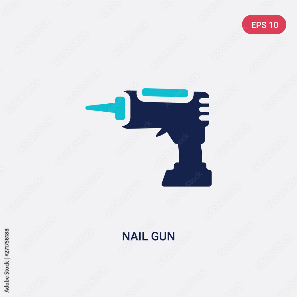 two color nail gun vector icon from construction concept. isolated blue nail gun vector sign symbol can be use for web, mobile and logo. eps 10