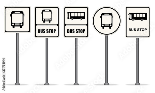 Set of white bus stop signs vector ESP10
