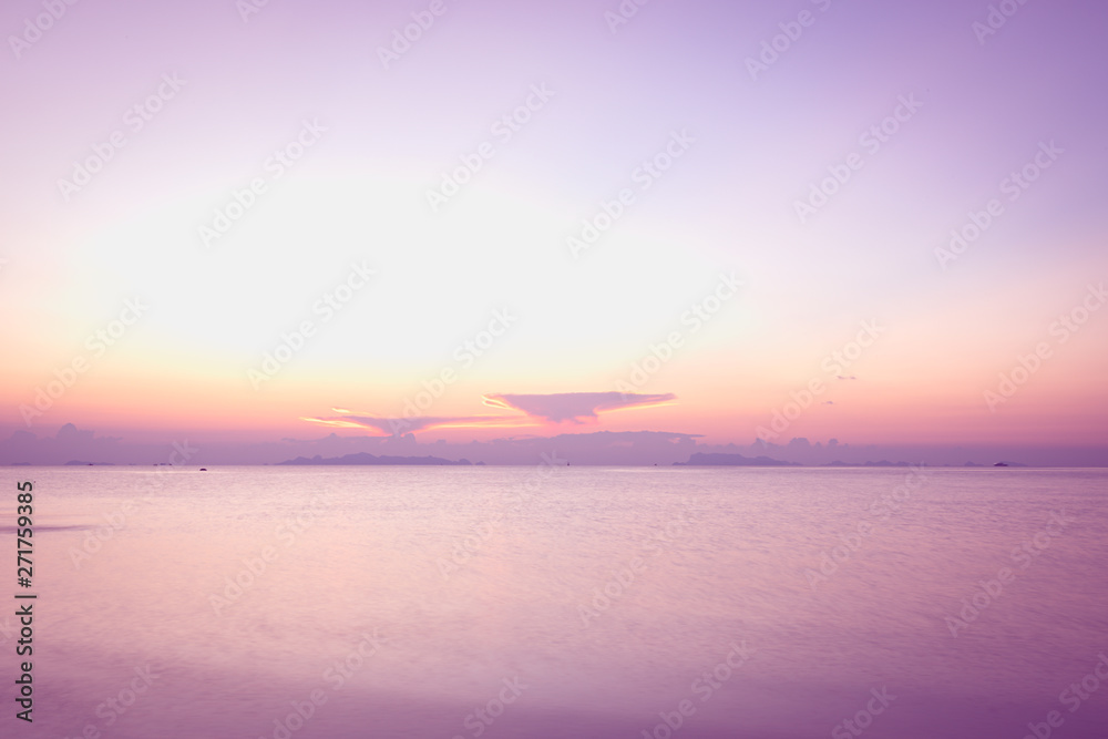Panoramic beaytiful tropical purple sea sky sunset with golden light background ,long exposure Panoramic beaytiful tropical purple sea sky sunset with golden light background ,long exposure