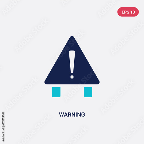 two color warning vector icon from tools concept. isolated blue warning vector sign symbol can be use for web, mobile and logo. eps 10