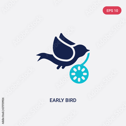 two color early bird vector icon from crowdfunding concept. isolated blue early bird vector sign symbol can be use for web, mobile and logo. eps 10