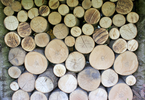 Holzhaufen gescchlichtet rund
