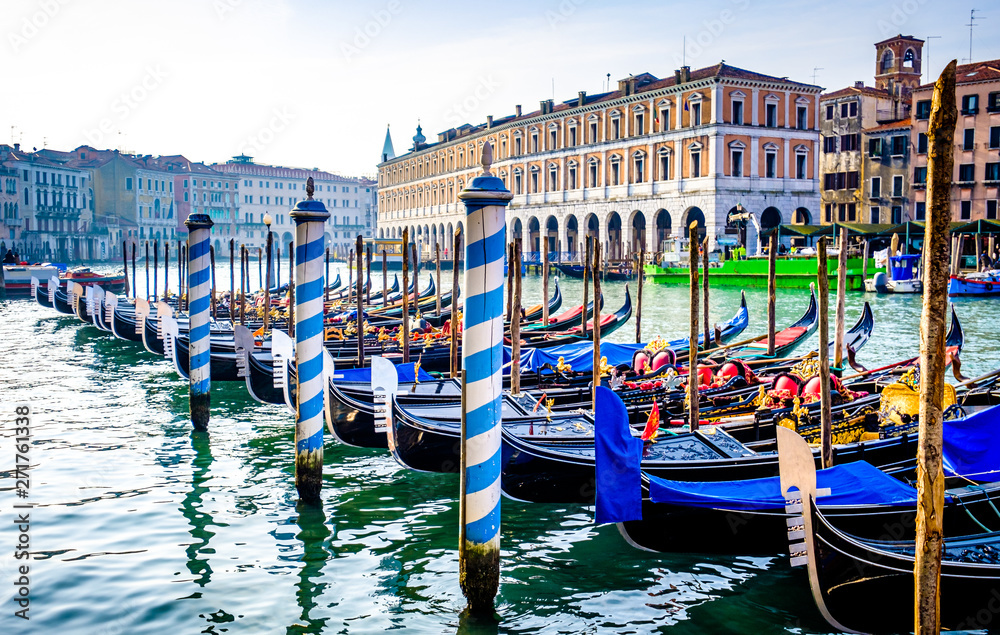 Fototapeta premium typical gondolas in venice - italy