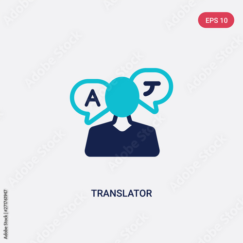 two color translator vector icon from customer service concept. isolated blue translator vector sign symbol can be use for web, mobile and logo. eps 10
