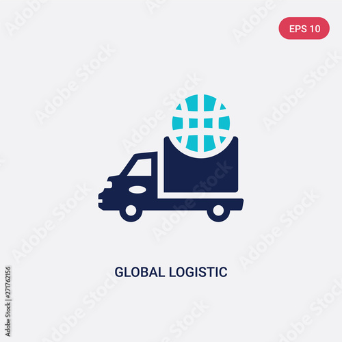 two color global logistic vector icon from delivery and logistics concept. isolated blue global logistic vector sign symbol can be use for web, mobile and logo. eps 10