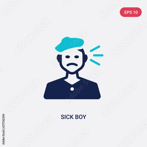 two color sick boy vector icon from dentist concept. isolated blue sick boy vector sign symbol can be use for web, mobile and logo. eps 10