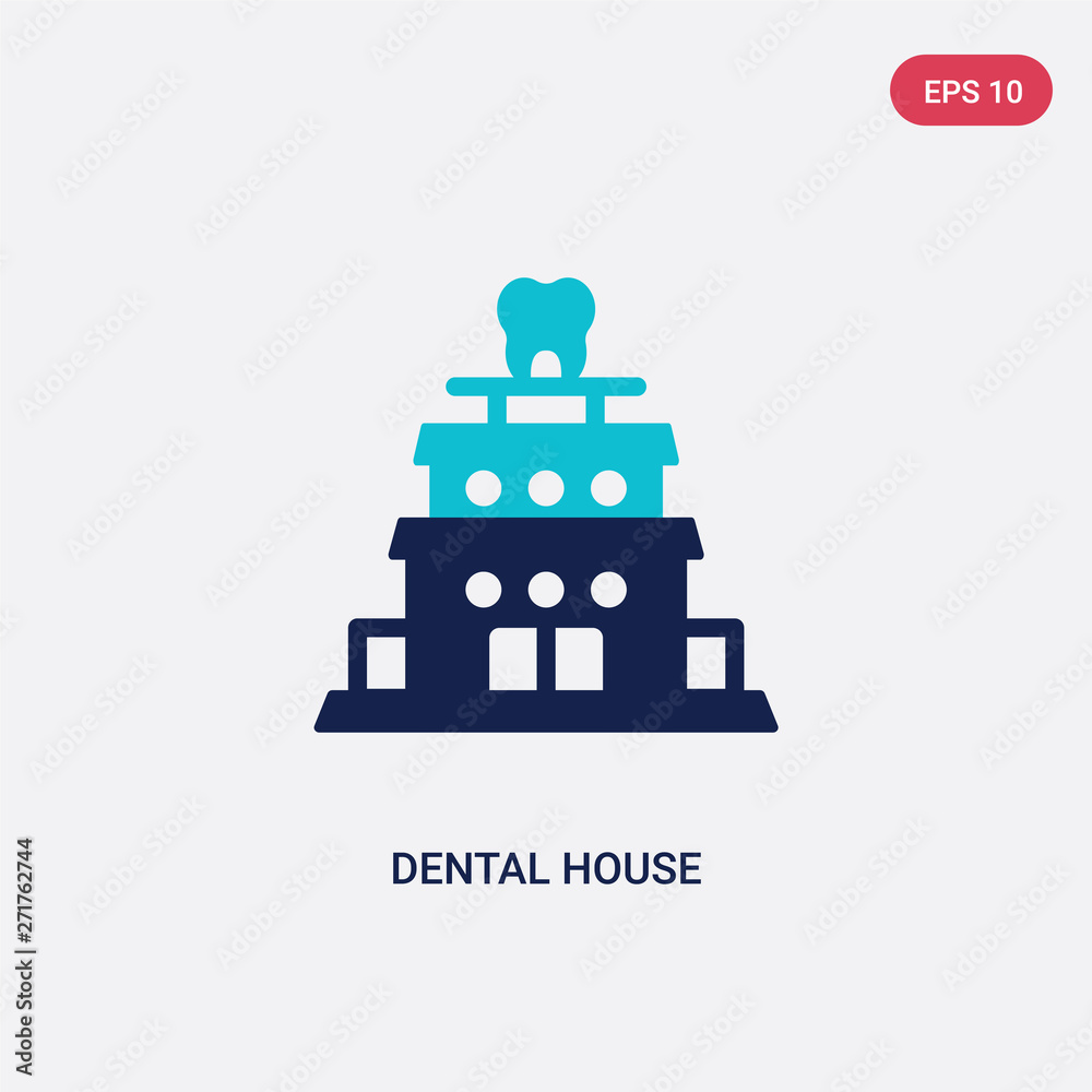 two color dental house vector icon from dentist concept. isolated blue dental house vector sign symbol can be use for web, mobile and logo. eps 10