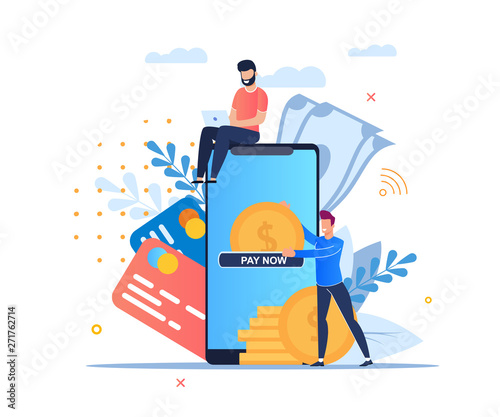 Vector Illustration Online Payment Cartoon Flat.