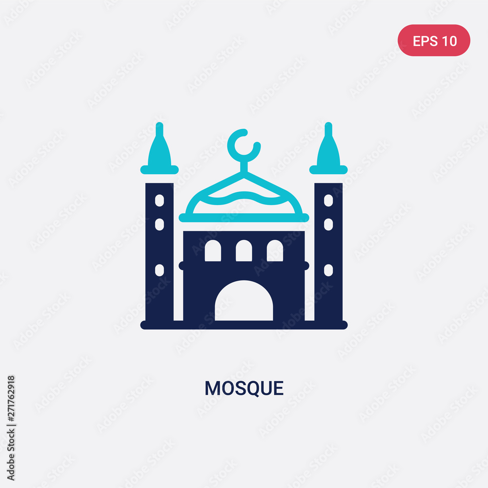 two color mosque vector icon from desert concept. isolated blue mosque vector sign symbol can be use for web, mobile and logo. eps 10