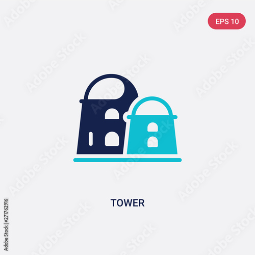 two color tower vector icon from desert concept. isolated blue tower vector sign symbol can be use for web, mobile and logo. eps 10