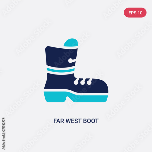 two color far west boot vector icon from desert concept. isolated blue far west boot vector sign symbol can be use for web, mobile and logo. eps 10
