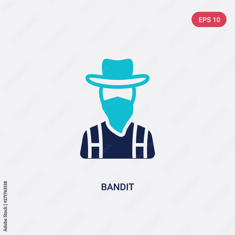 two color bandit vector icon from wild west concept. isolated blue bandit vector sign symbol can be use for web, mobile and logo. eps 10