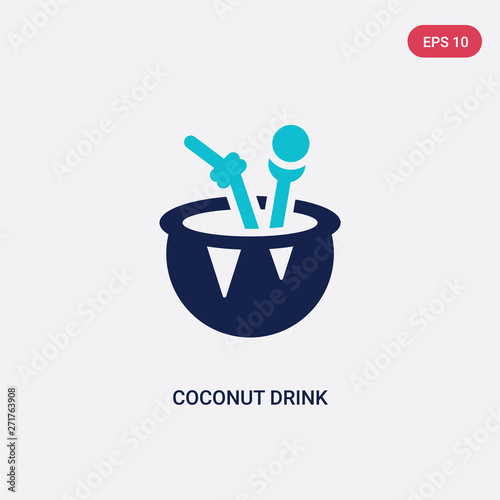 two color coconut drink vector icon from drinks concept. isolated blue coconut drink vector sign symbol can be use for web, mobile and logo. eps 10