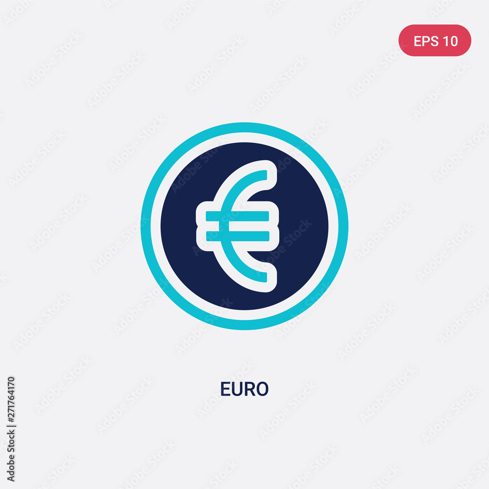 Obraz premium two color euro vector icon from e-commerce and payment concept. isolated blue euro vector sign symbol can be use for web, mobile and logo. eps 10