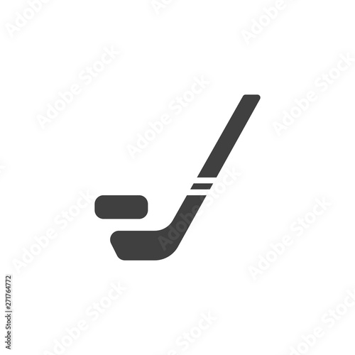 Hockey Stick and Puck vector icon. filled flat sign for mobile concept and web design. Ice hockey glyph icon. Sport symbol, logo illustration. Vector graphics