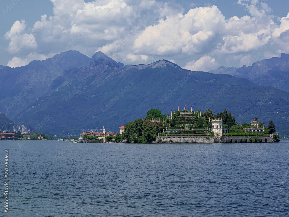 clouds on Lake Maggiore and on the Borromee islands. Piedmont, Italy