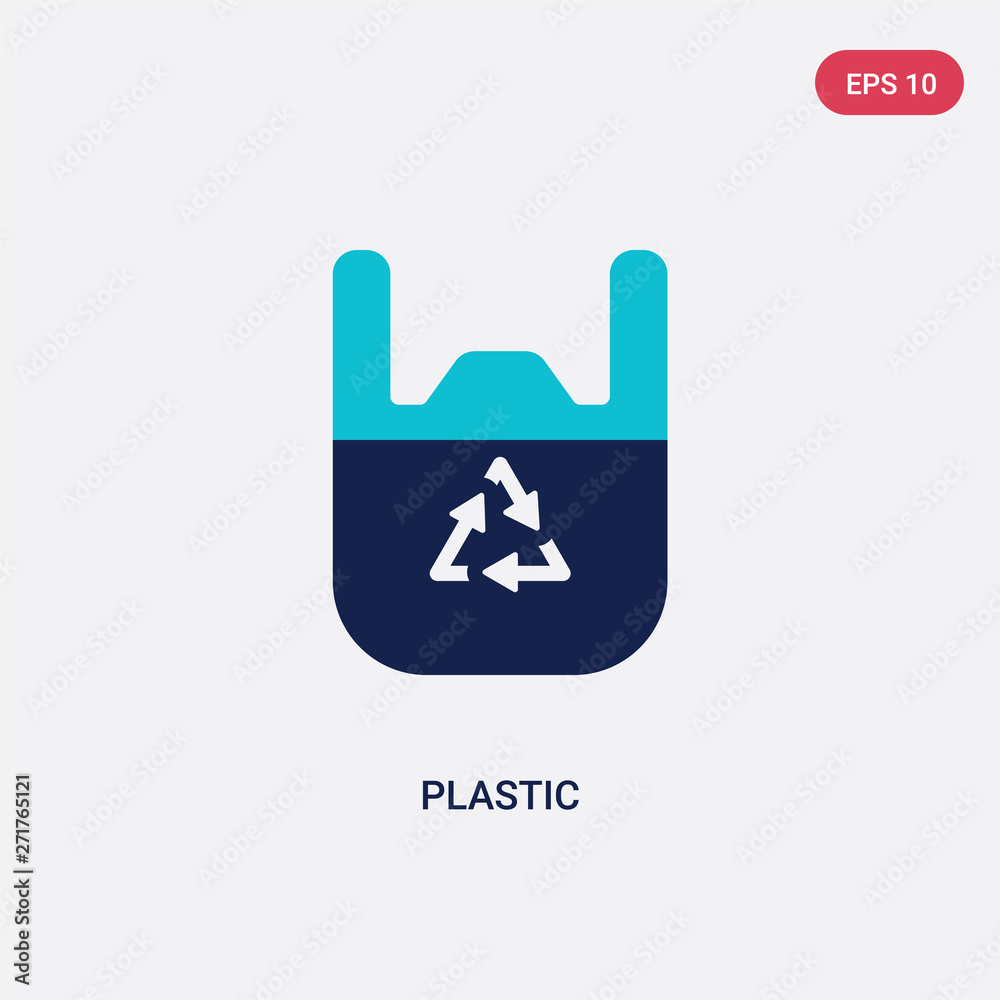 Fototapeta premium two color plastic vector icon from ecology concept. isolated blue plastic vector sign symbol can be use for web, mobile and logo. eps 10