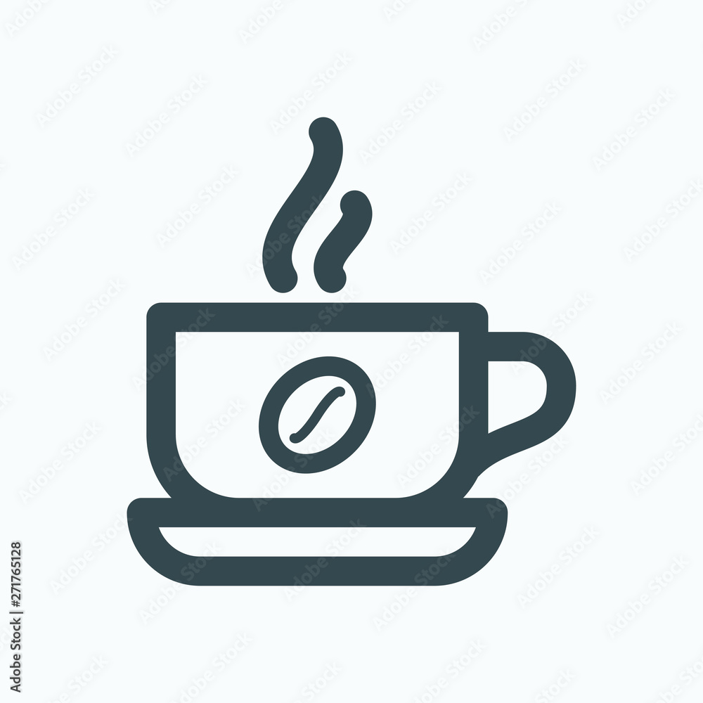 Hot coffee mug isolated icon, cafe logo vector linear icon Hot coffee mug isolated icon, cafe logo vector linear icon