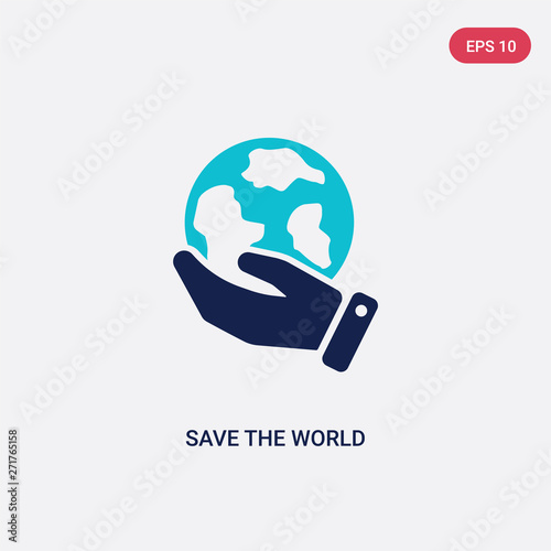 two color save the world vector icon from ecology concept. isolated blue save the world vector sign symbol can be use for web, mobile and logo. eps 10