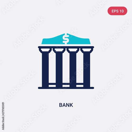 two color bank vector icon from education concept. isolated blue bank vector sign symbol can be use for web, mobile and logo. eps 10