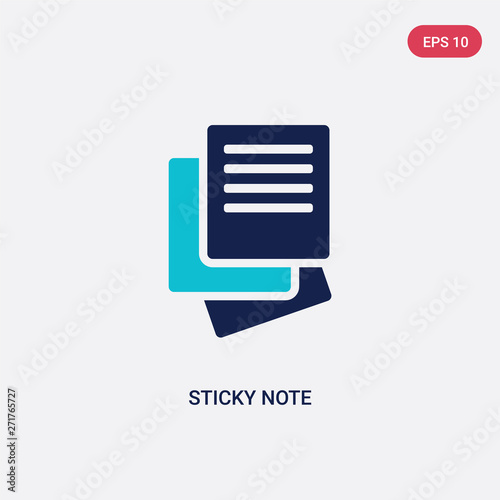 two color sticky note vector icon from education concept. isolated blue sticky note vector sign symbol can be use for web, mobile and logo. eps 10