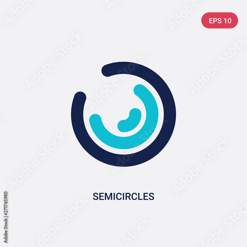 two color semicircles vector icon from education concept. isolated blue semicircles vector sign symbol can be use for web, mobile and logo. eps 10