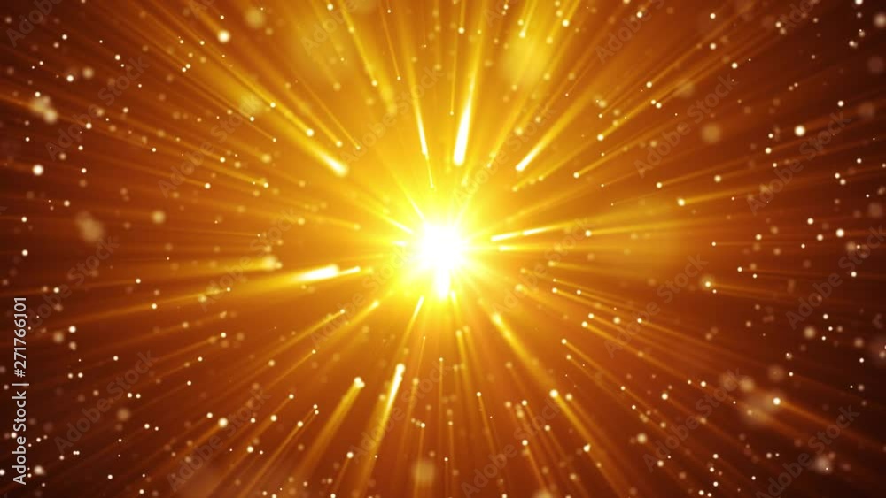 Glitter abstract gold background for celebration with light and shine in center loop 4K