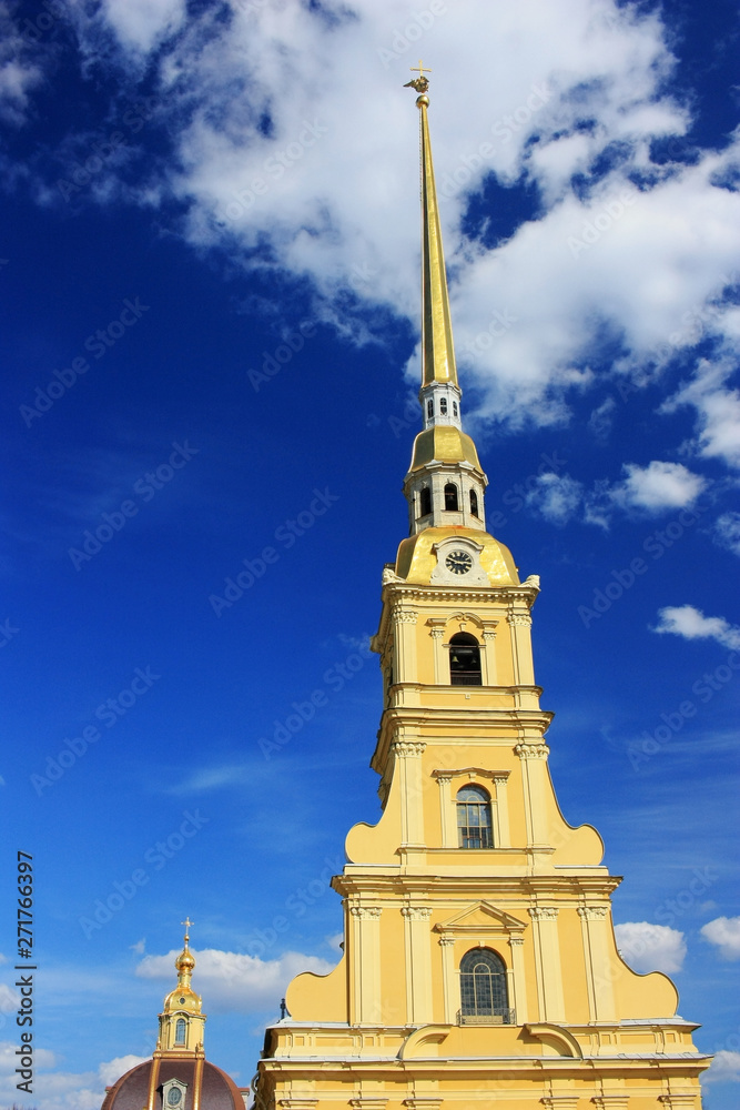 The spire of the Peter and Paul Fortress in St. Petersburg The spire of the Peter and Paul Fortress in St. Petersburg