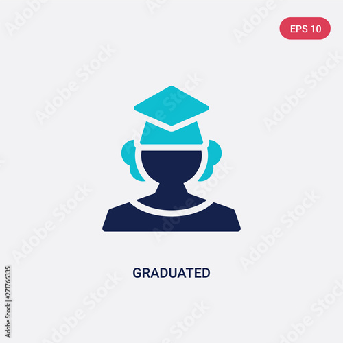 two color graduated vector icon from graduation and education concept. isolated blue graduated vector sign symbol can be use for web, mobile and logo. eps 10