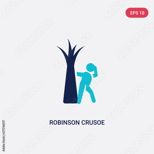 two color robinson crusoe vector icon from literature concept. isolated blue robinson crusoe vector sign symbol can be use for web, mobile and logo. eps 10 photo