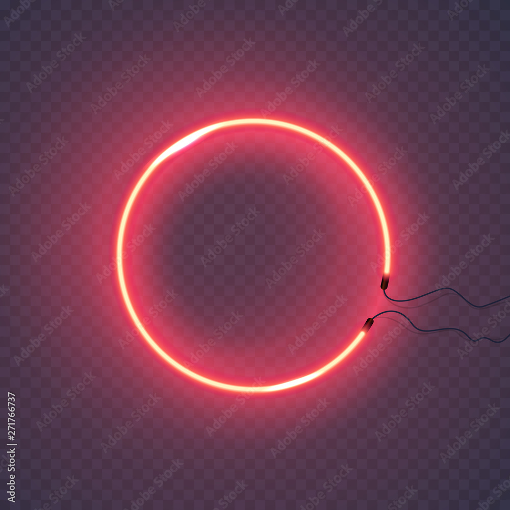 Circle neon lamp wall sign isolated on transparent background. Vector red  power glowing round bulb banner for your design vector de Stock | Adobe  Stock